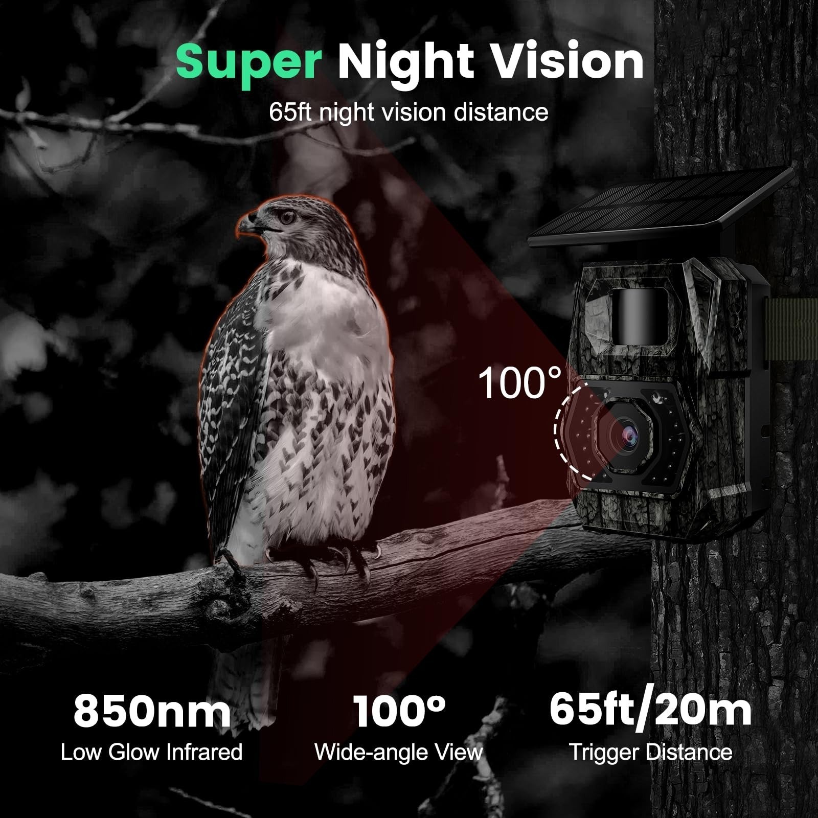 MAXDONE Solar Trail Camera 64MP 4K Night Vision WiFi Bluetooth IP66