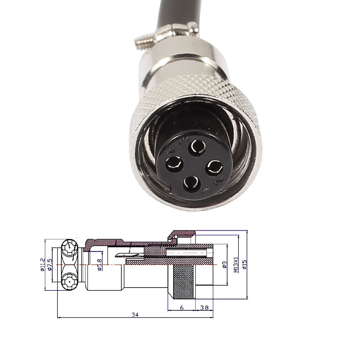 GX12 4 Pins Double Female Head Socket Connector Electrical Cable 2m