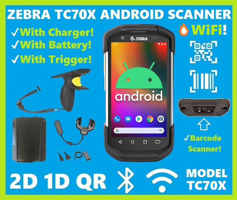 Zebra TC70x Wireless Android 2D/1D/QR Barcode Scanner TC700K w/ Pistol Grip!⭐🔥