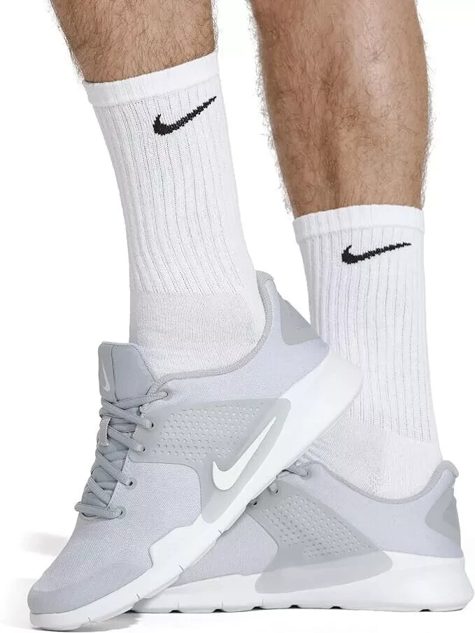 Nike Everyday Plus Drifi Cushion UNISEX Crew Sock,LARGE (8-12),6PAIR,White
