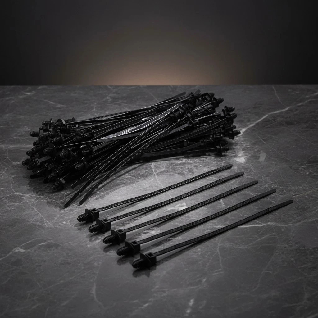 Christmas Tree Cable Ties, Universal Push Mount Cable Zip Tie Black 50 pack