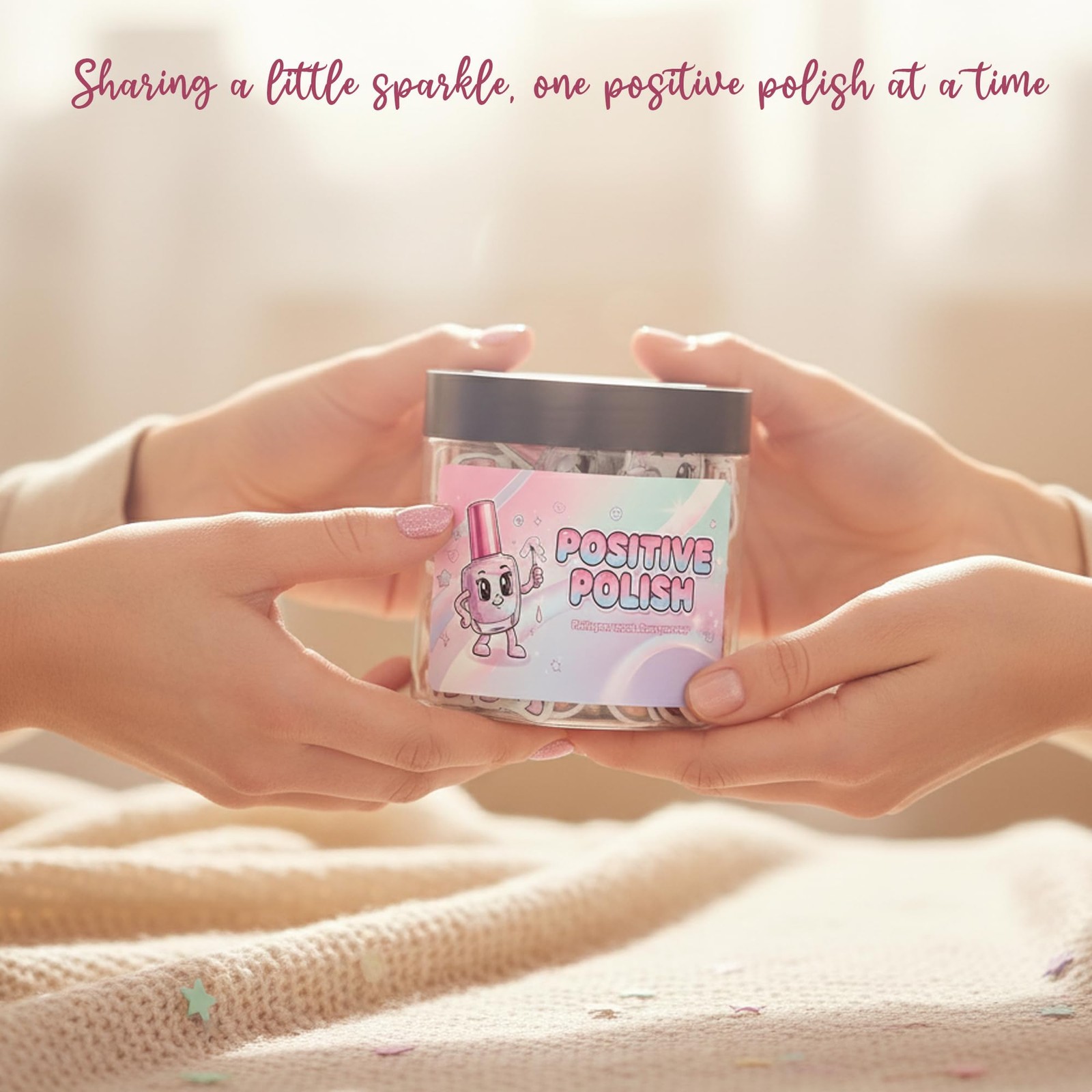 Positive Nail Polish Affirmation Jar, 60 Medium, Jar