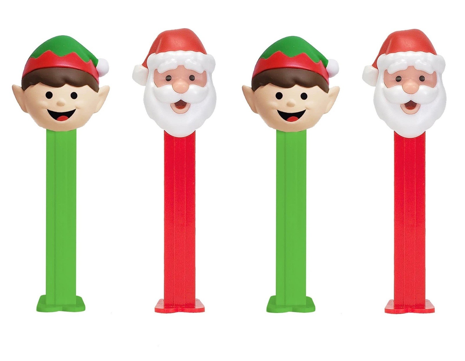 Holiday 4 Pack Santa Claus Elf Christmas Pez Candy Dispensers - READ Dispensers