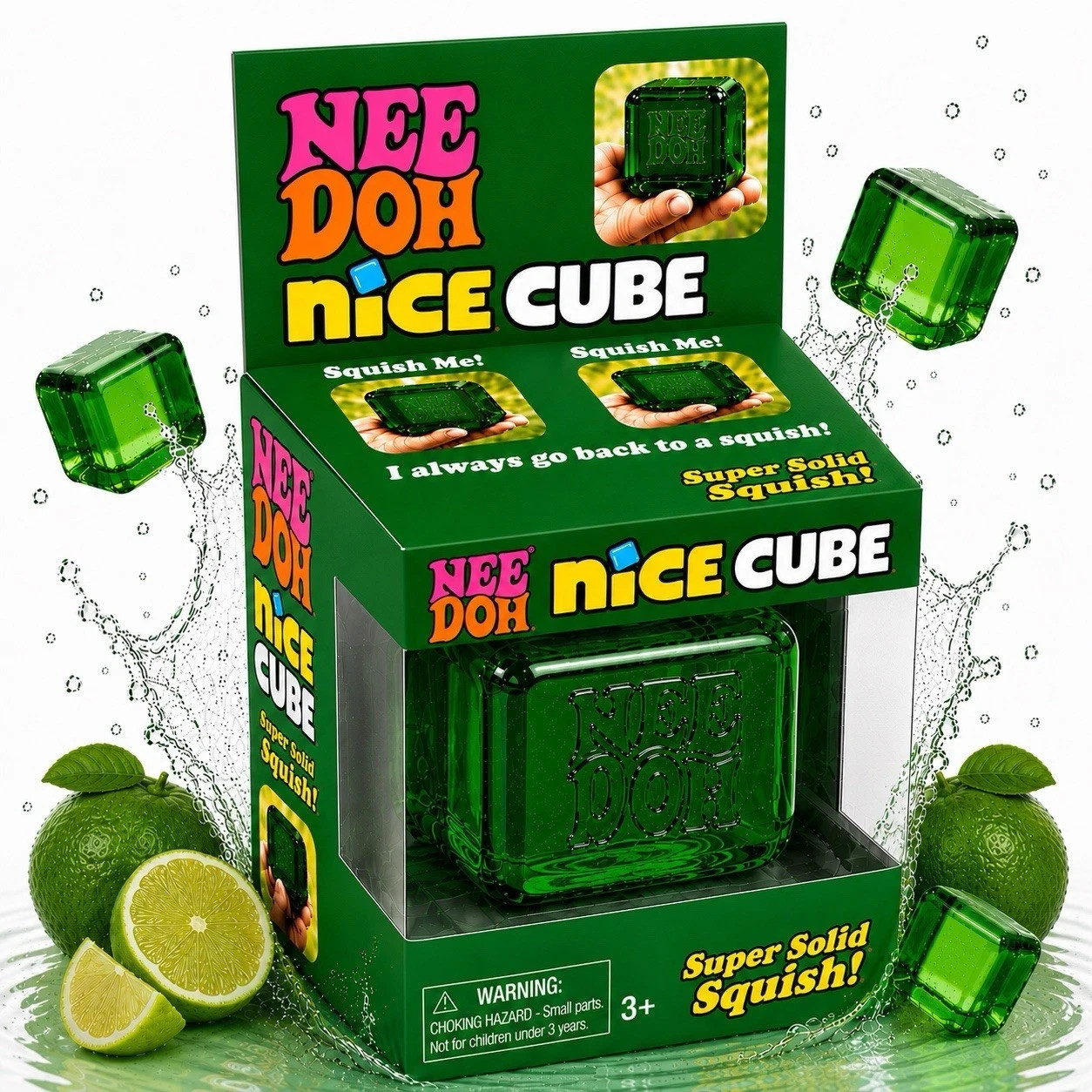 NeeDoh Green Nice Cube Squishy Stress Relief Sensory Fidget Toy