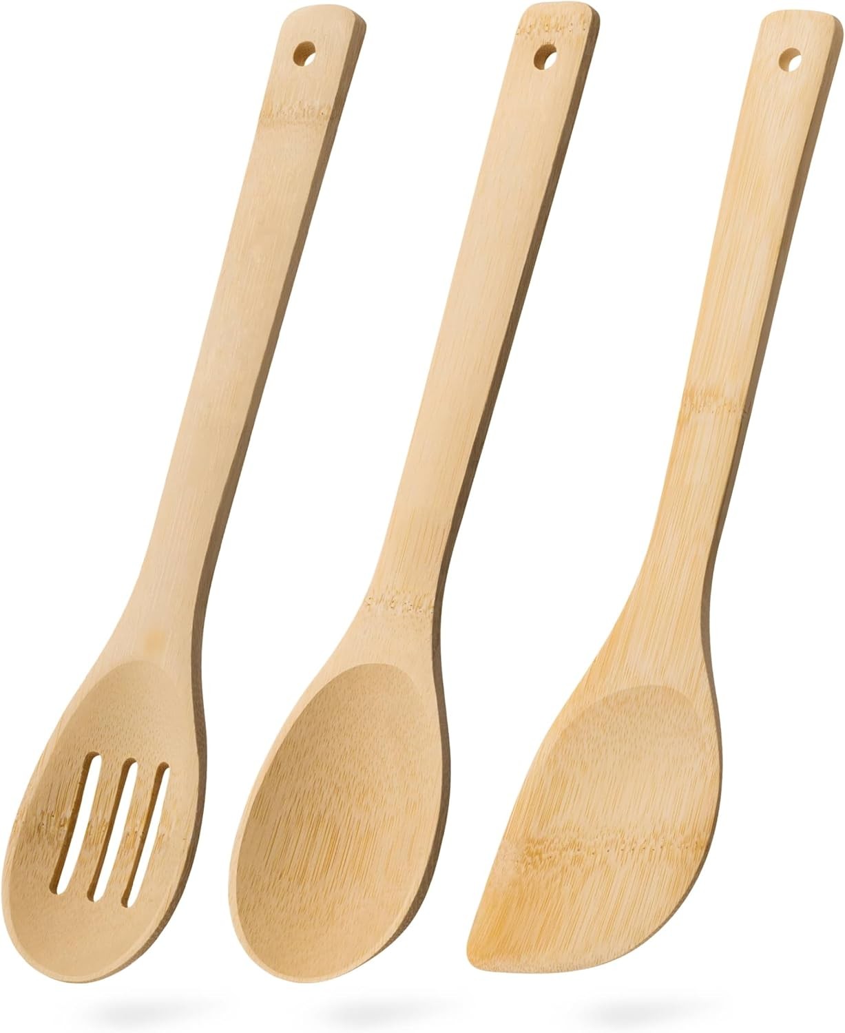 Wooden Spoons for Cooking, 3PCS Utensil Set Includes Bamboo color