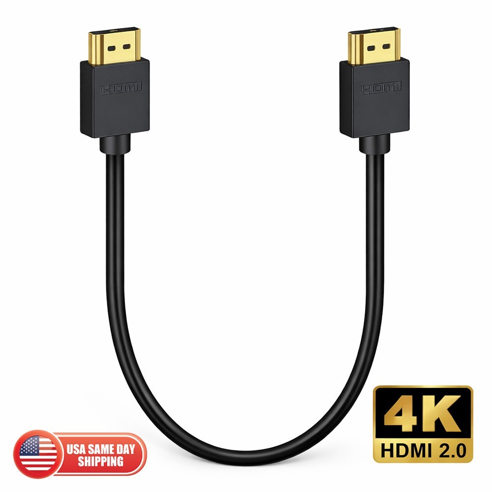 Short HDMI Cable 1FT 4K HDMI 2.0 Slim Flexible Cord 4K@60Hz Monitor TV PC Camera
