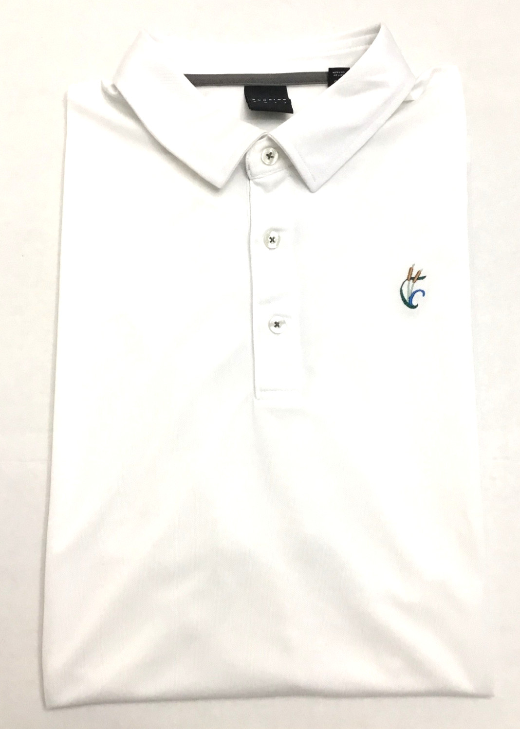 Dunning Golf Polo Men’s Size XXL White With Cattails Logo.