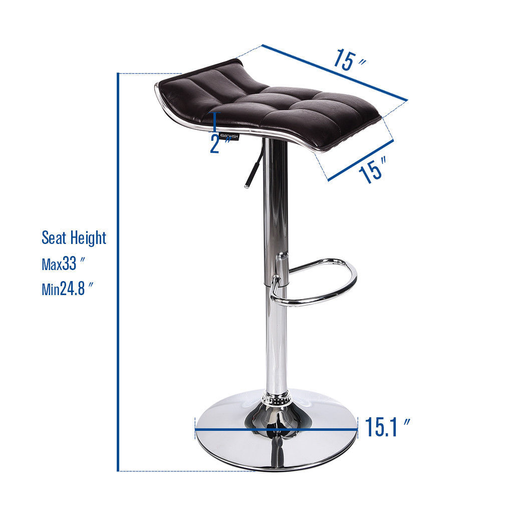 Set Of 2 Bar Stool Swivel Leather Seat Adjustable Pub Table Round Top Kitchen US