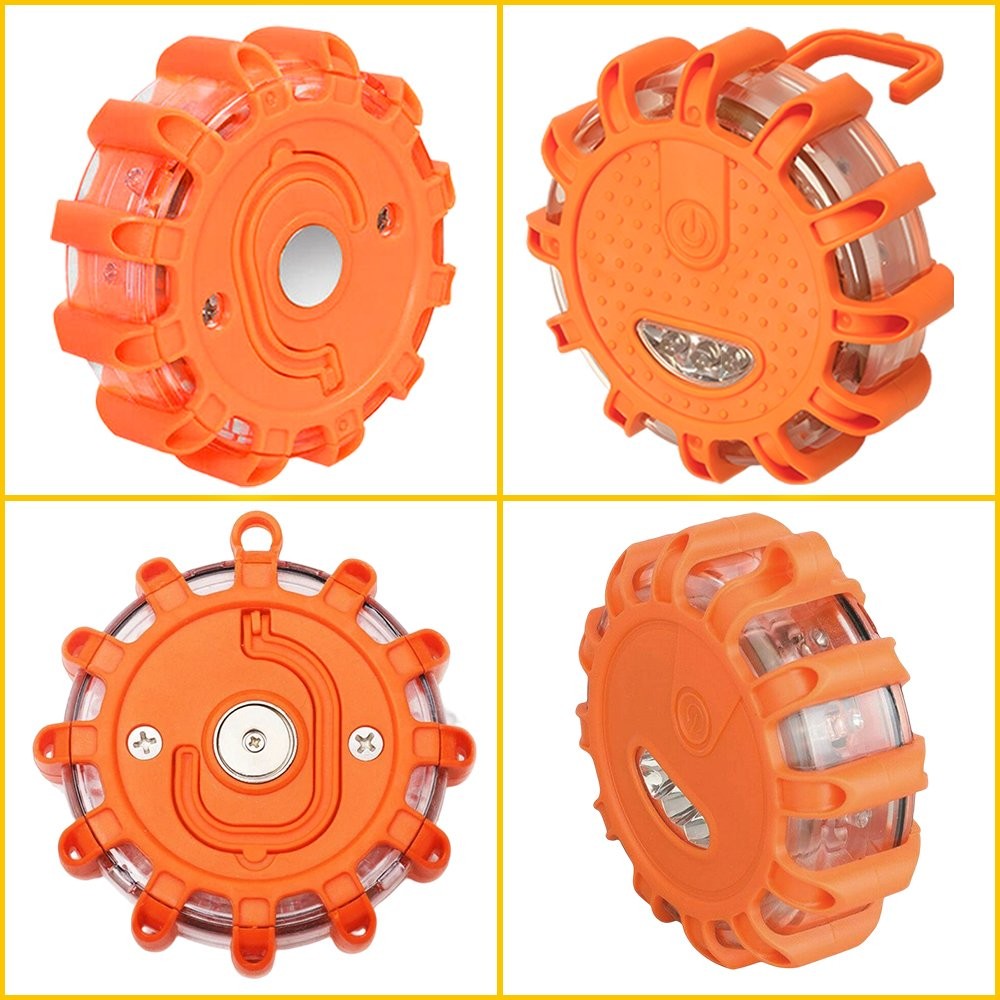 2PCS LED Safety Flare Warning Disc Flashing Roadside Light Strobe Beacon
