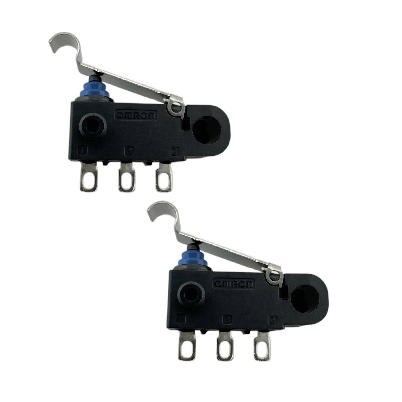 2x Omron D2HW-C231H Curved Lever 3-Pin Micro Switch Snap Action SPDT 0.1A/125VAC