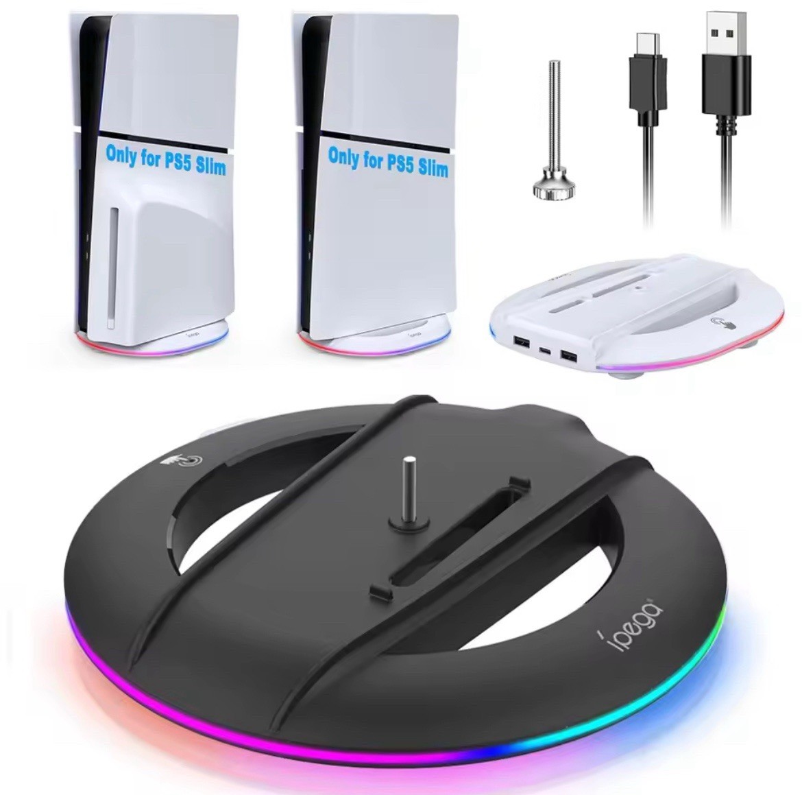 Vertical Cooling Stand with RGB Light For PS5 Slim Disc/Digital Edition Console