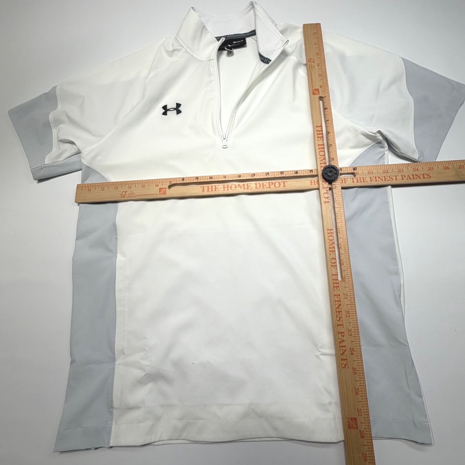 Under Armour White Gray 1/4 Zip Performance Golf Top Mens Medium
