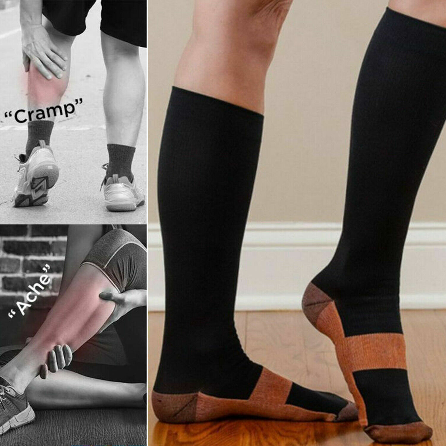 6/12Pairs Copper Compression Socks 20-30mmHg Graduated Support Men's Women's XXL