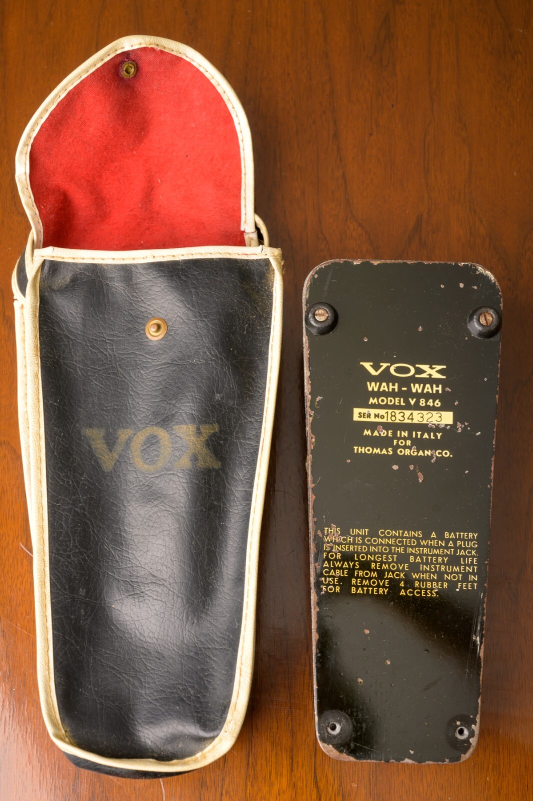 Vox V846 Wah 1969 Made in Italy trash can inductor Original bag Thomas Organ