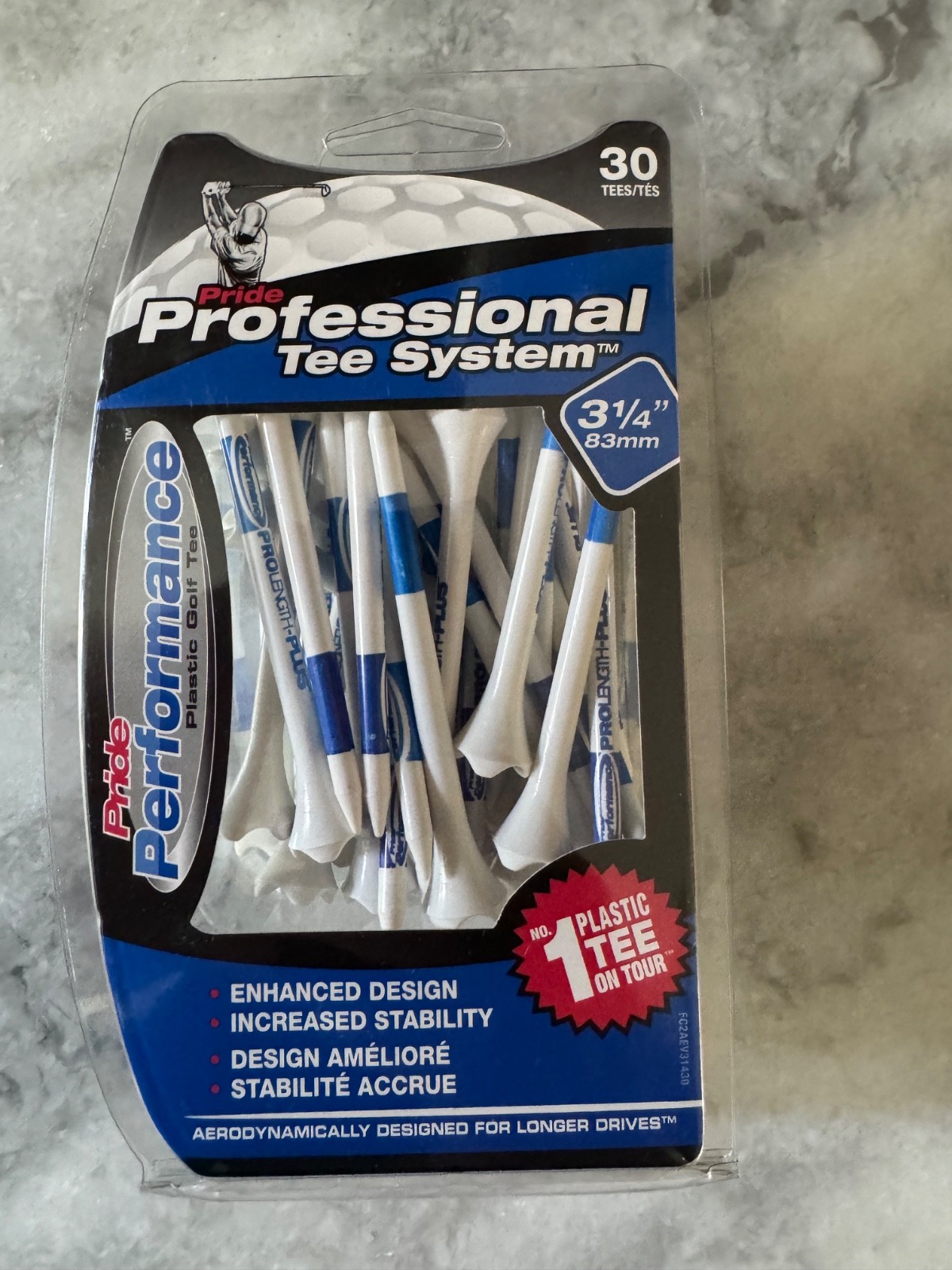 Pride Performance Striped Plastic Golf Tees, 3 1/4” , 30 Count