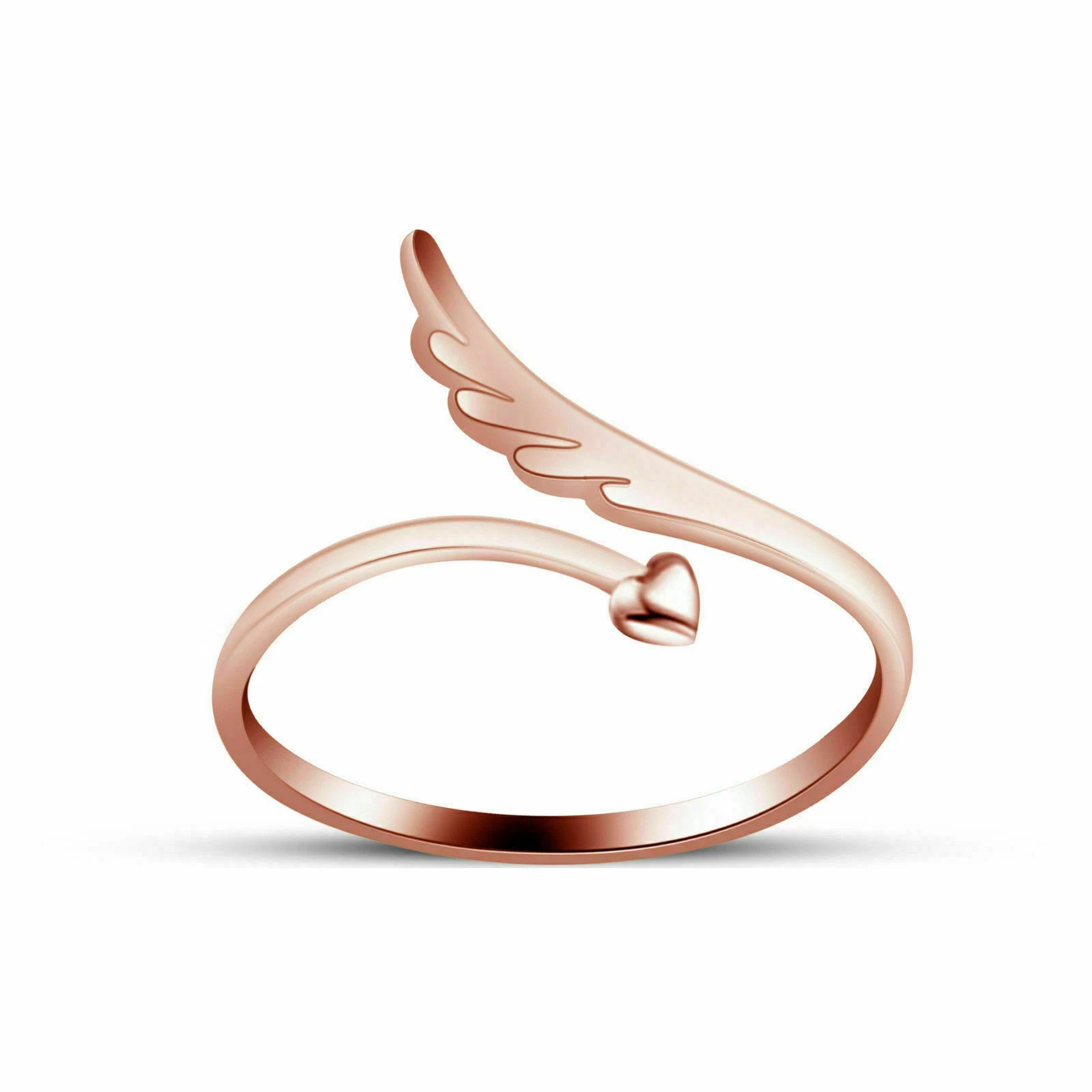 925 Sterling Silver Adjustable Bypass Angel Wing Heart Toe Ring