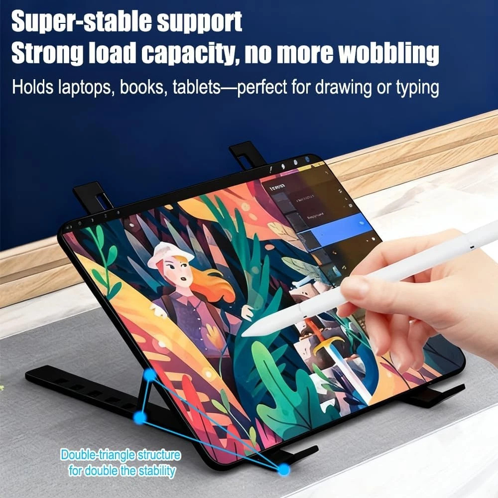 Aluminum Adjustable Laptop Stand - Foldable Portable Desk Riser Notebook Holder
