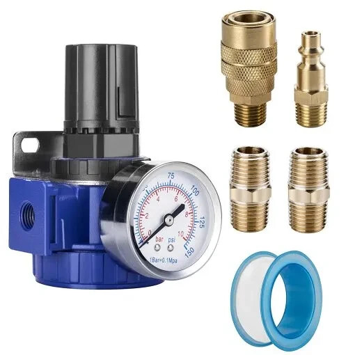 NANPU OR400 1/2″ NPT Compressed Air Regulator , Zinc Alloy Body, 150 psi