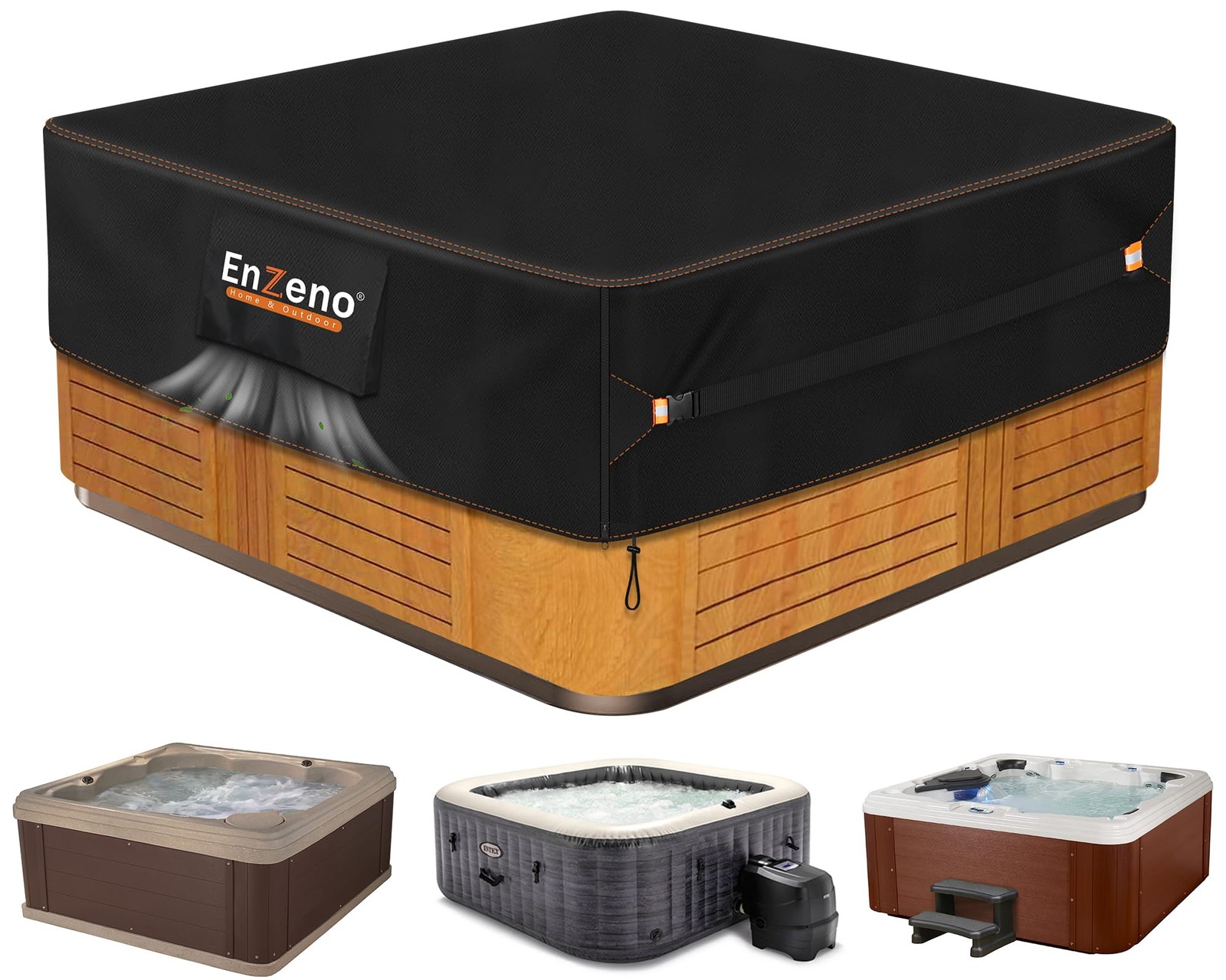 Enzeno Outdoor SPA Hot Tub Cover Waterproof Square 90 90x90inch, black