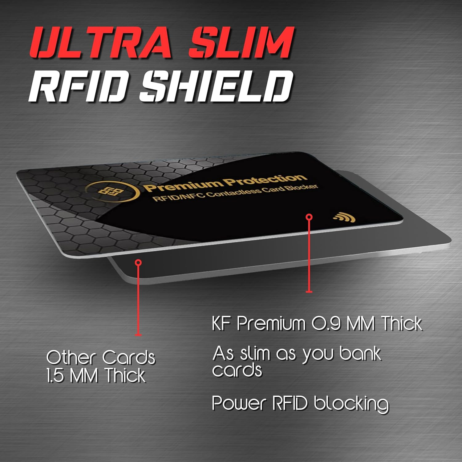 RFID Blocking Card (2 Pack) - Ultra Thin Debit & Credit Card Protector - anti Th