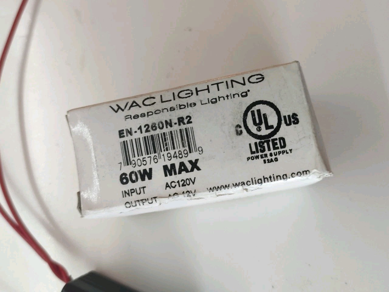 WAC Lighting EN-1260N-R2, Load AC 12v / 60W. Electronic Transformer