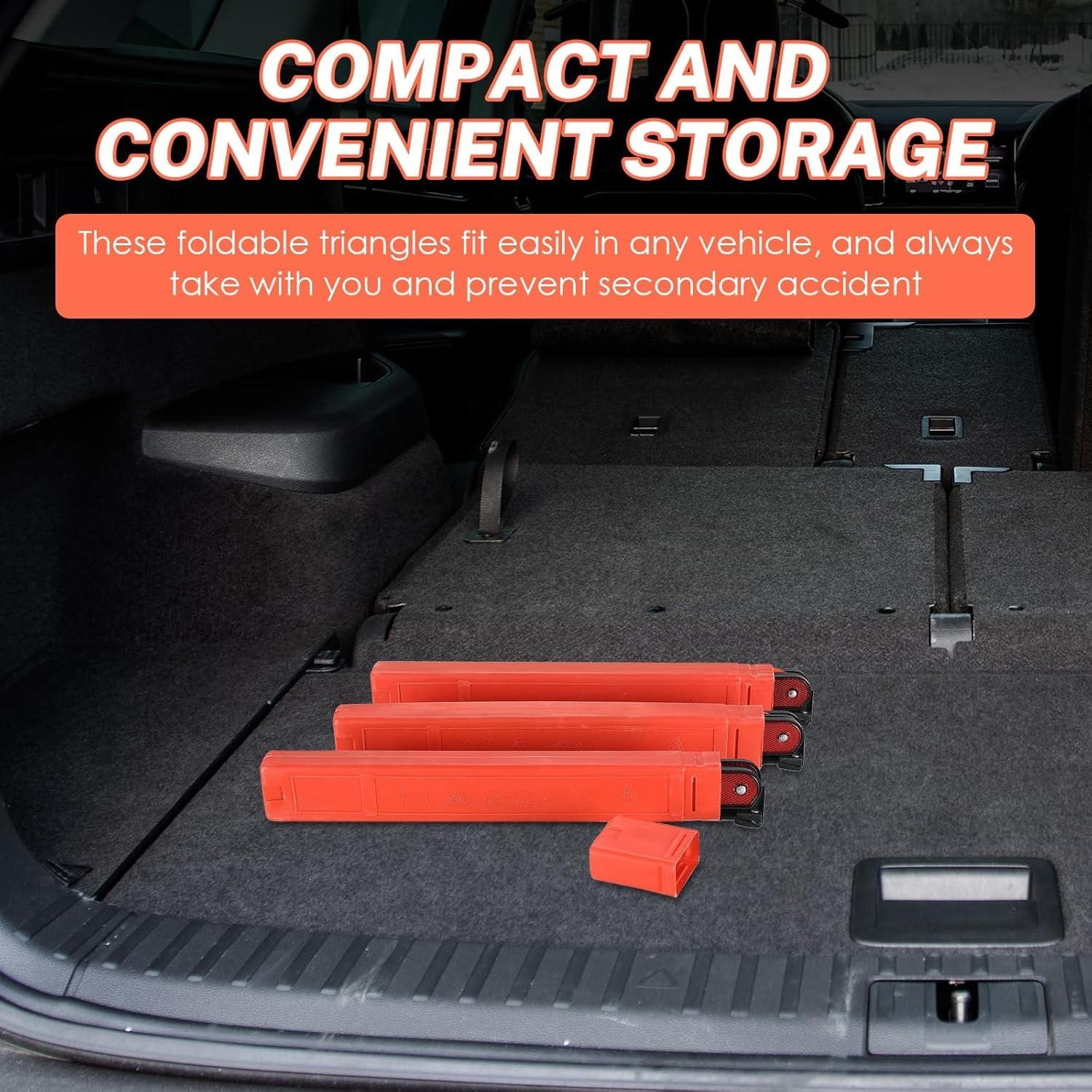 3 Pack Emergency Warning Triangles Reflective Roadside Safety Triangle Kit with