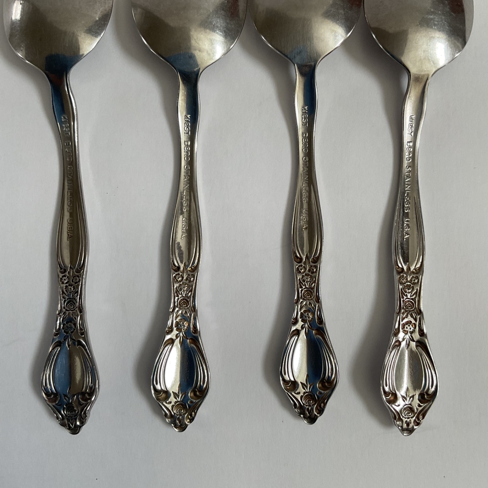 Oneida West Bend AFFECTION Pattern Stainless USA Flatware Teaspoons Set Of 4