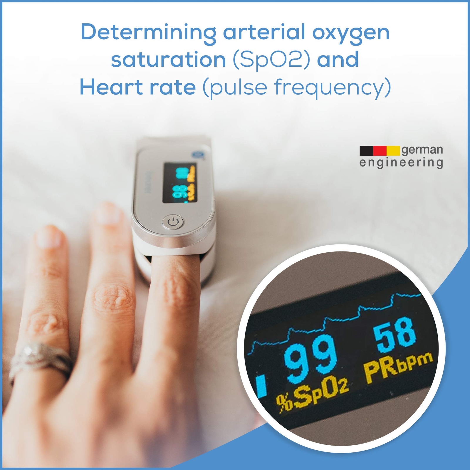 Beurer Bluetooth Digital fingertip Pulse Oximeter, Blood Oxygen Saturation &