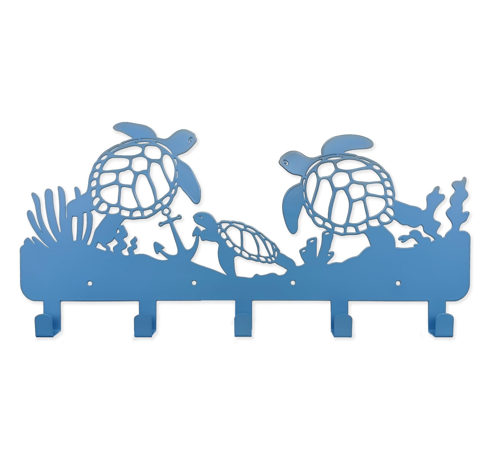 Sea Turtle Coat Hooks Key Holder for Wall Metal Sea Animal Wall Art Beach The...