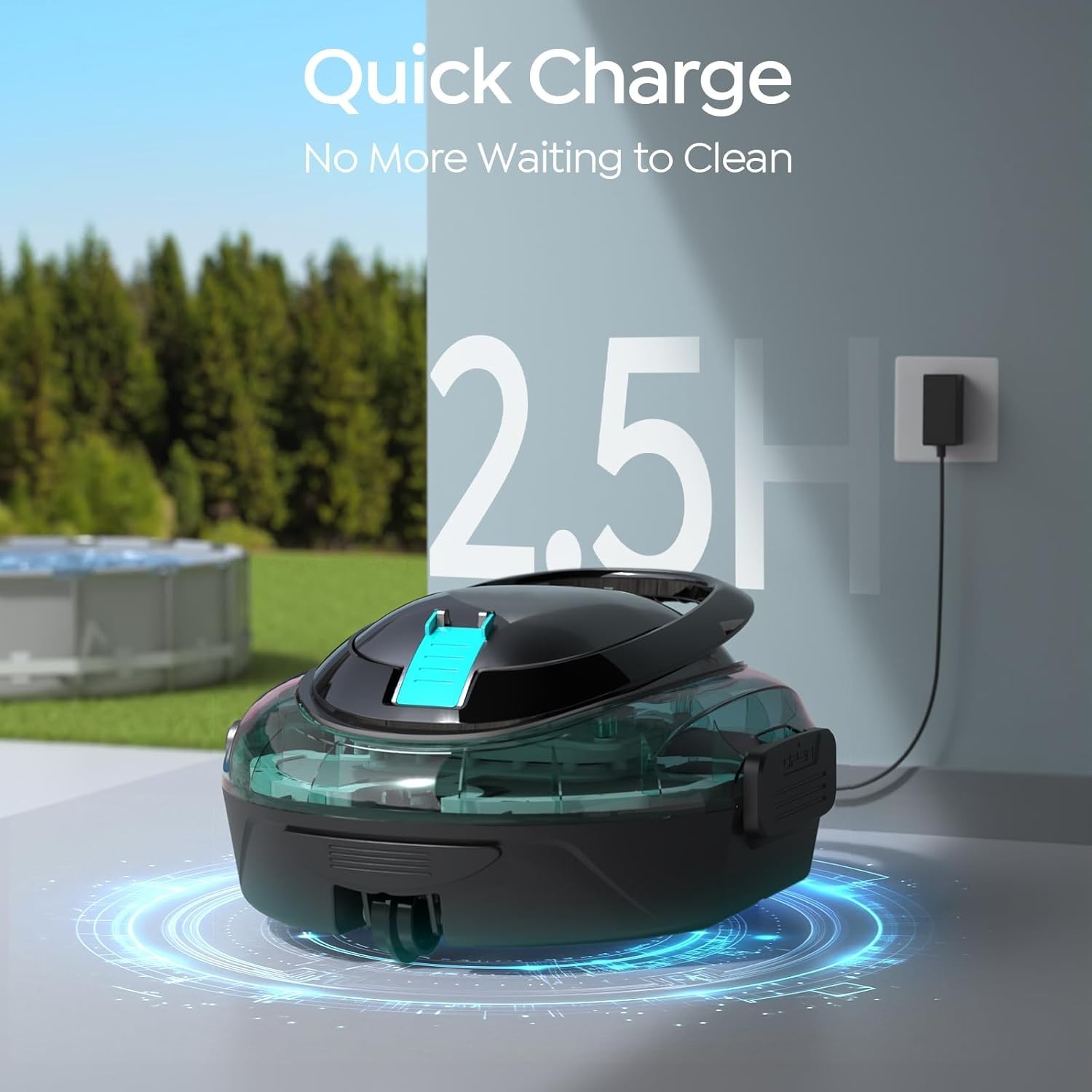 BRINBO S2 Cordless Pool Vacuum Robot; Automatic Flat Pool Cleaner