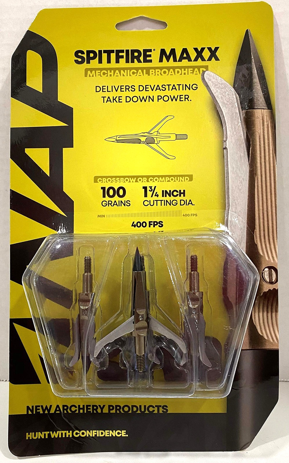 NAP Spitfire MAXX Trophy Tip 3-Blade Mechanical Broadheads 100 GR