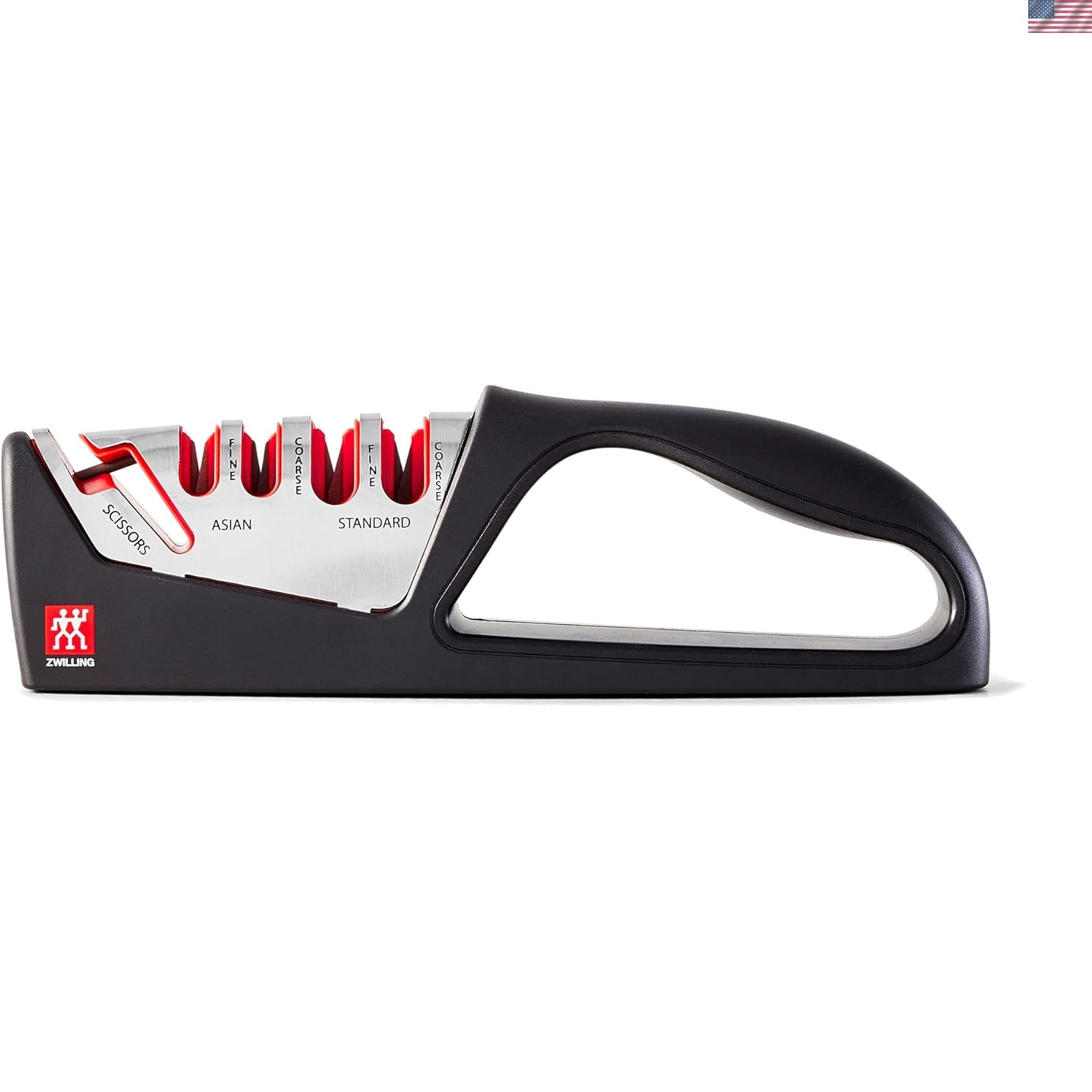 Razor-Sharp 4-Stage Pull-Through Knife & Scissors Sharpener - Safe & Compact