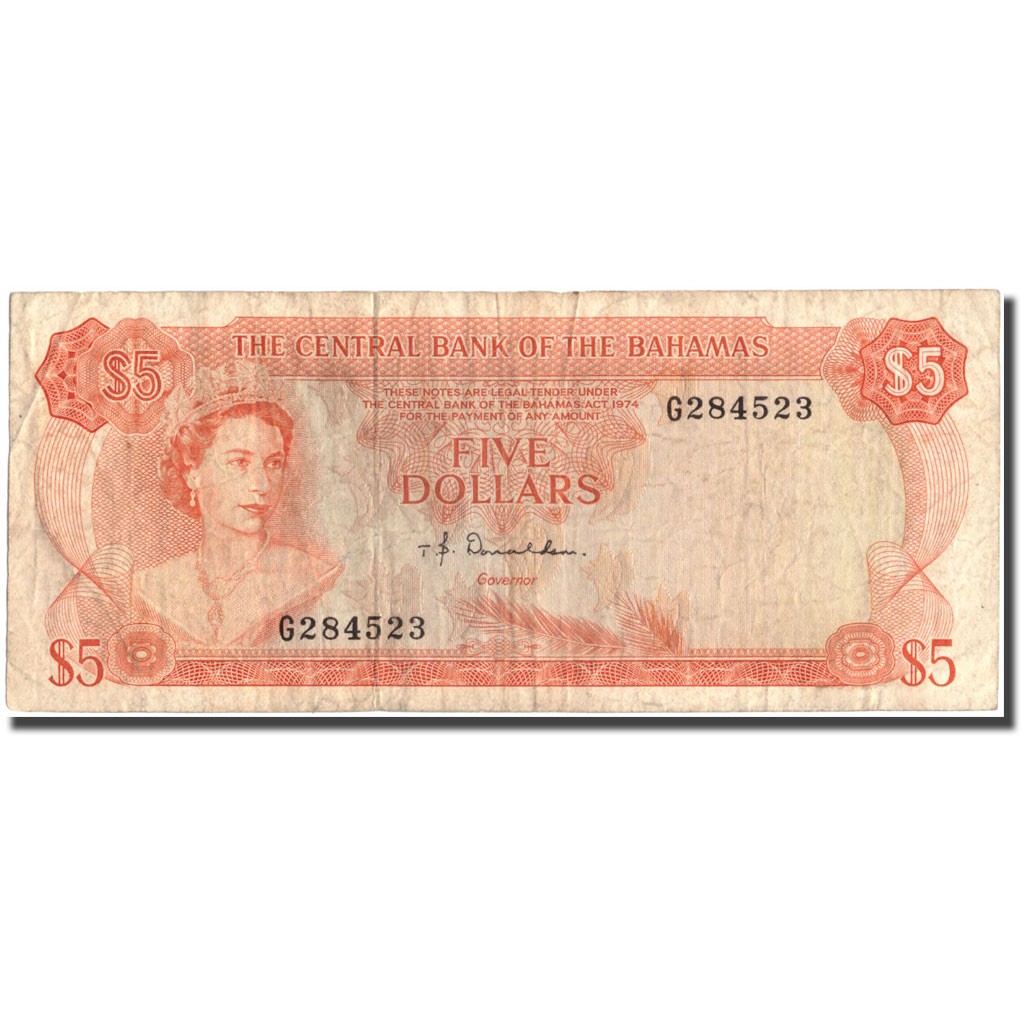[#213962] Banknote, Bahamas, 5 Dollars, 1974, 1974, KM:37a, VF