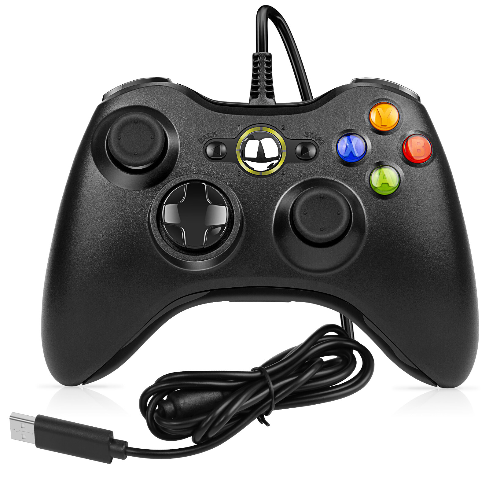 USB Wired For XBOX 360 Game Controller Wired Gamepad Console Windows PC Black US