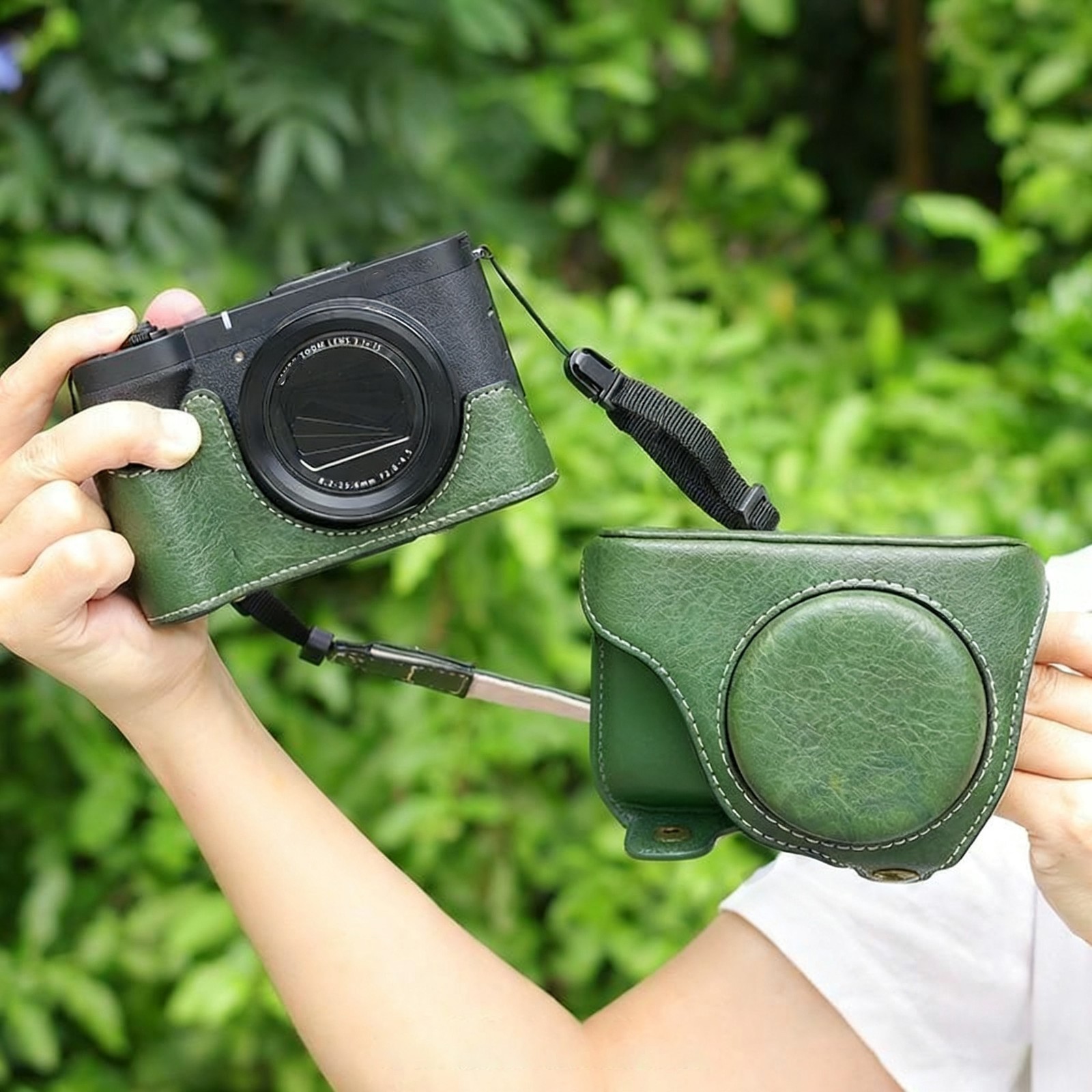 Camera Dock Bag Base Protective Cover Leather Case Shell For Canon Powershotv1