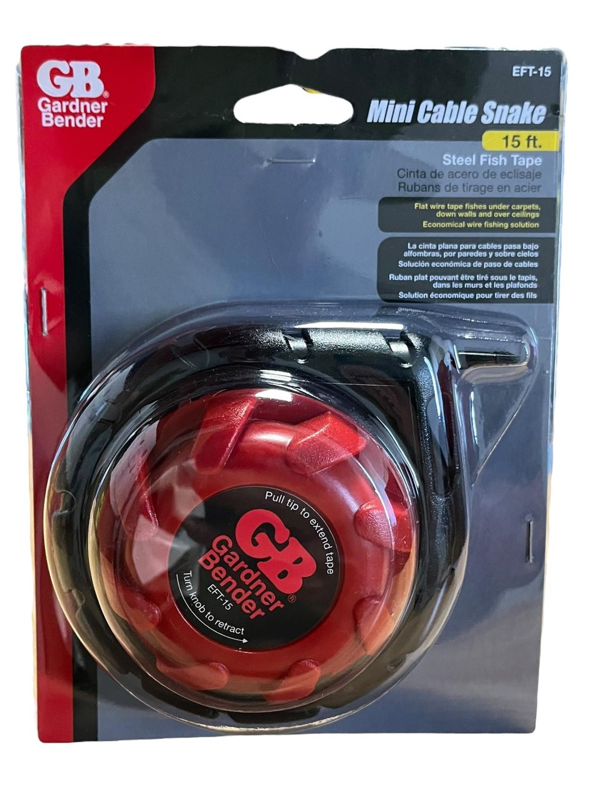 Gardner Bender EFT-15 Mini Cable Snake, 15 Ft Steel Fish Tape