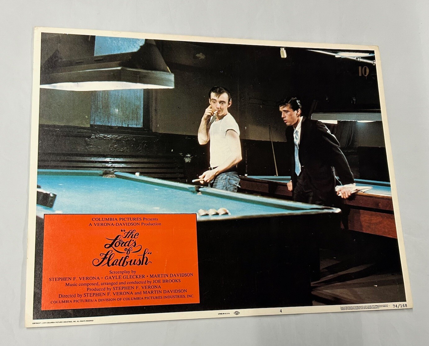 1974 Lords of Flatbush Color Movie Still 11x14 Pool Scene 74/168 Billiards RARE!