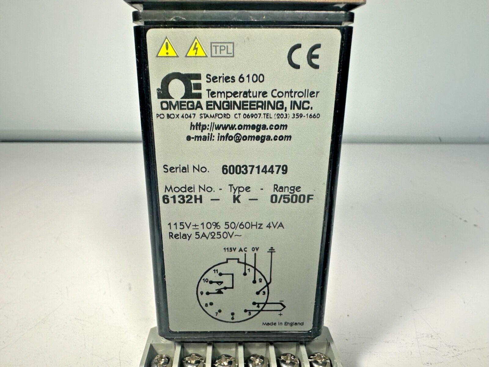 Omega Engineering 6100 6132-K-0/1500F 6100 Temperature Controller 120V 5A