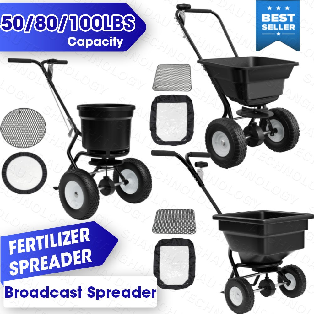 Commercial Broadcast Fertilizer Spreader 50-100LB Walk-Behind Push Garden Seeder