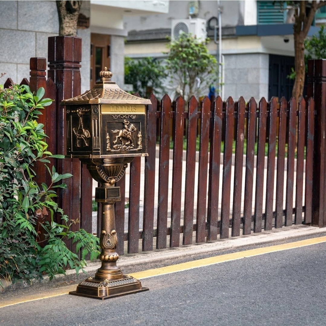 Mailbox Rustproof Cast Aluminum Locking Security Post Mount Mail Box, Large, ...