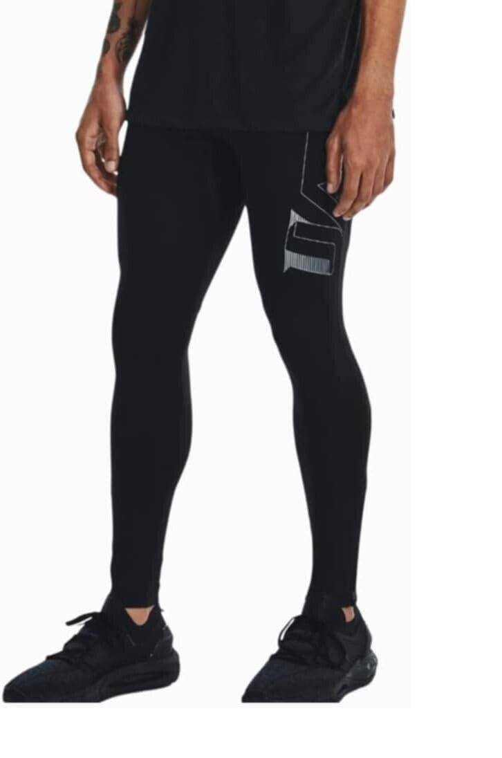 Under Armour Run Graphic Tights Men's Size M Black/Graphite 1374703 Running