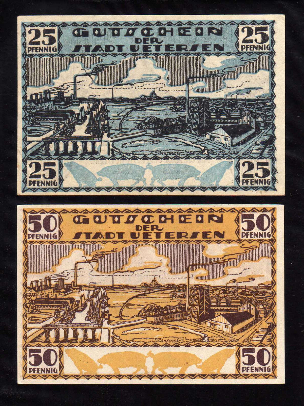 UETERSEN-HOLSTEIN   -  GERMANY NOTGELD  -  25, 50 PFENNIG