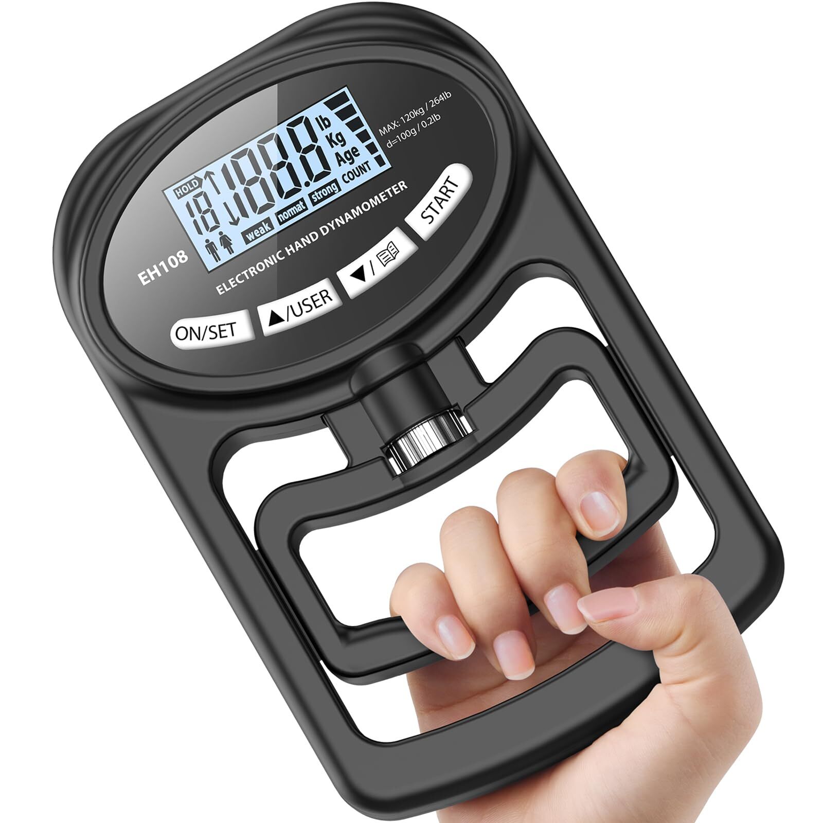 Hand Dynamometer Grip Strength Trainer Electronic Hand Grip Strength Tester ...