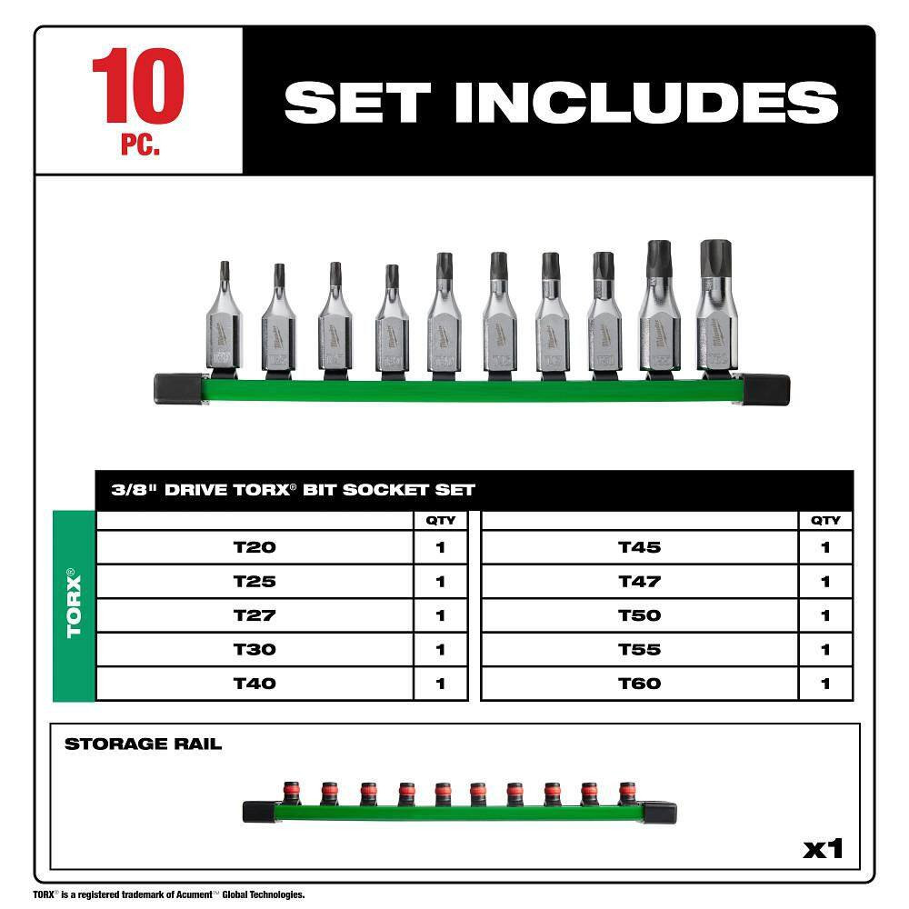 3/8 In. Drive Torx Bit Socket Set (10-Piece)