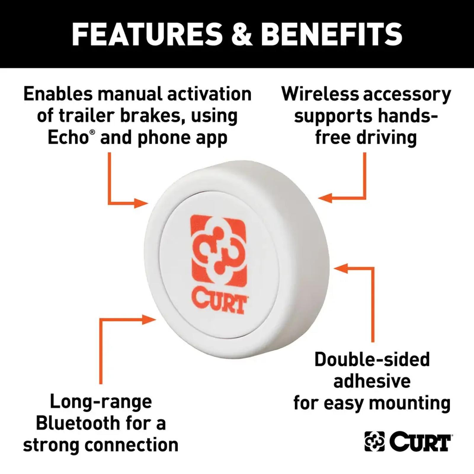 Curt Echo Rear Electric Trailer Brake Bluetooth Controller w/ Override Button