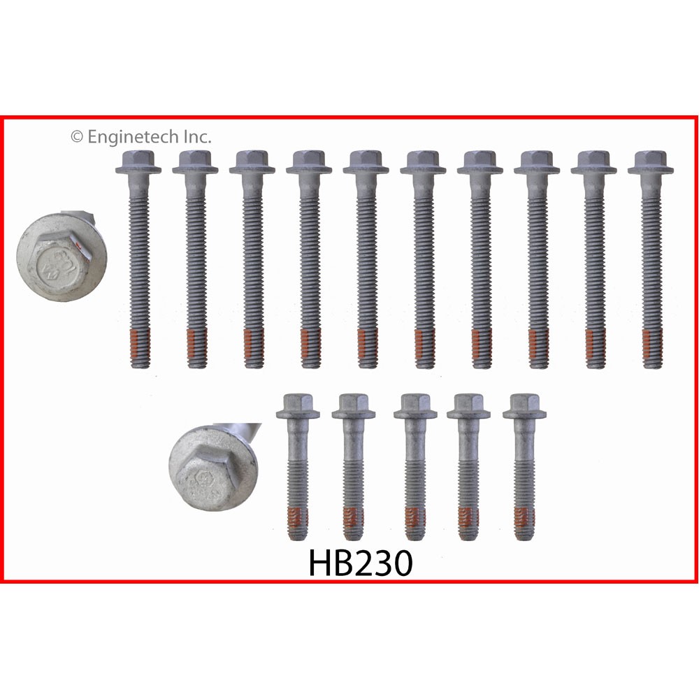 Enginetech Cylinder Head Bolt Set HB230; Hex Bolt for Chevy LS, Per Head