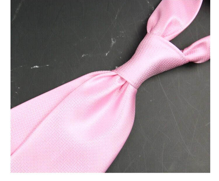 New Classic Solid Pink JACQUARD WOVEN 100% Silk Men's Necktie Tie