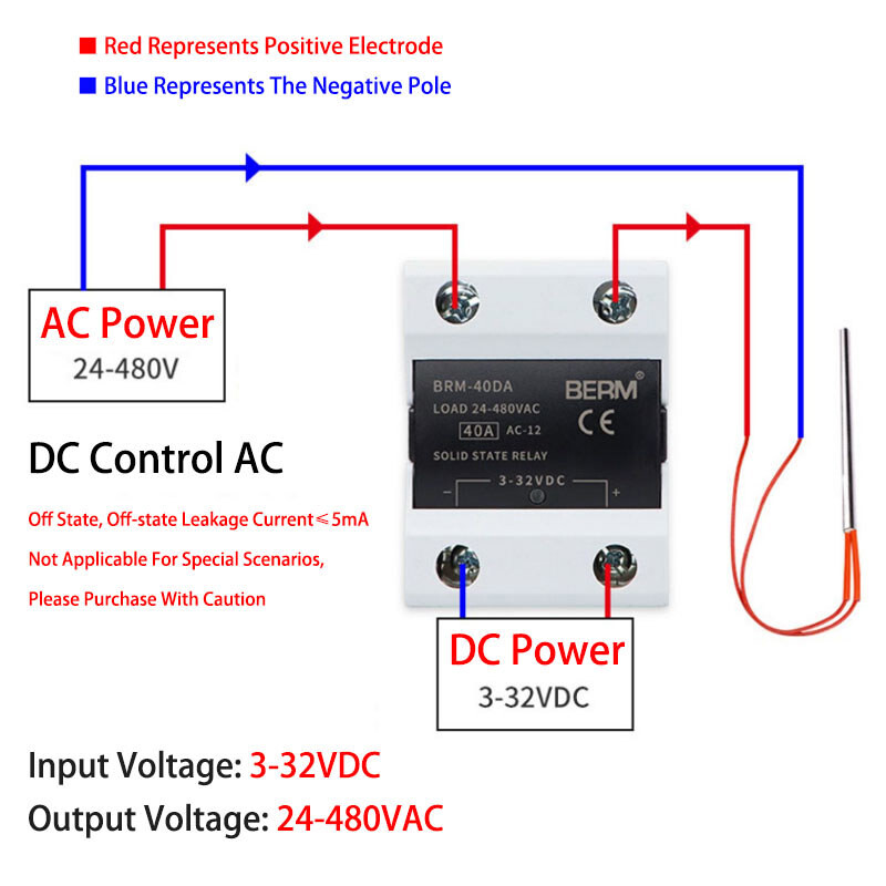 10A - 100A Single Phase BRM Solid State Relays Module DC 3V-32V to AC 24V-480V