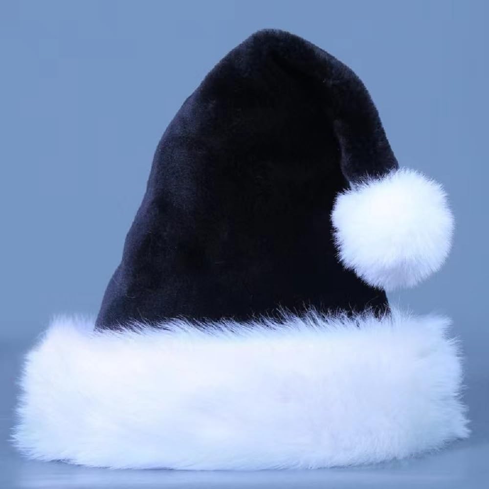 Zhzrche Santa Hat for Adults,Christmas Hat, Xmas Holiday Large, Black
