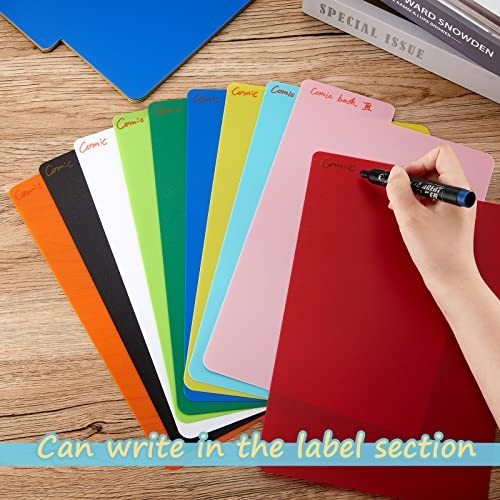 Multicolor Comic Book Dividers - Frosted Card Separators with Tabs, 100 Pcs, 7.2